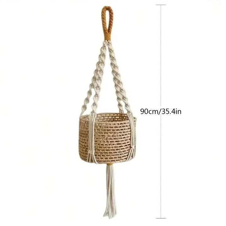 Boho Macrame Hanging Rope – Adjustable Cotton Plant Hanger for Baskets & Pots