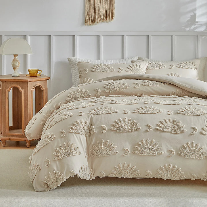 Florin Tufted Duvet Cover Set – Textured Botanical Bedding Collection