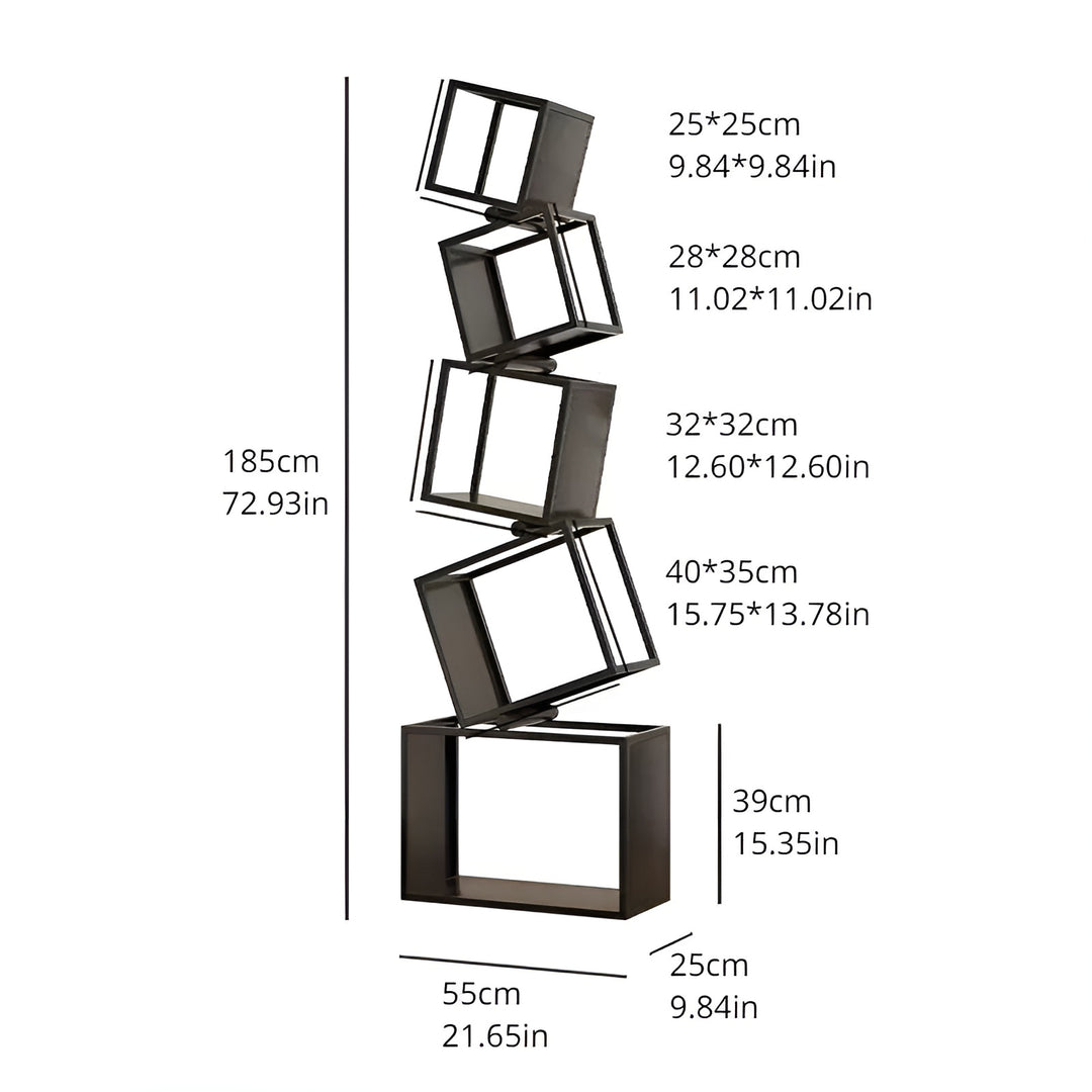 Leaning Tower Metal Cube Bookcase – Narrow Display Bookshelf