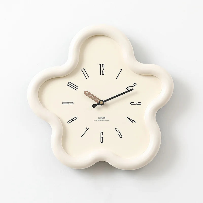 Bloomi Whimsical Scalloped Wall Clock, Flower Silhouette with Swinging Pendulum