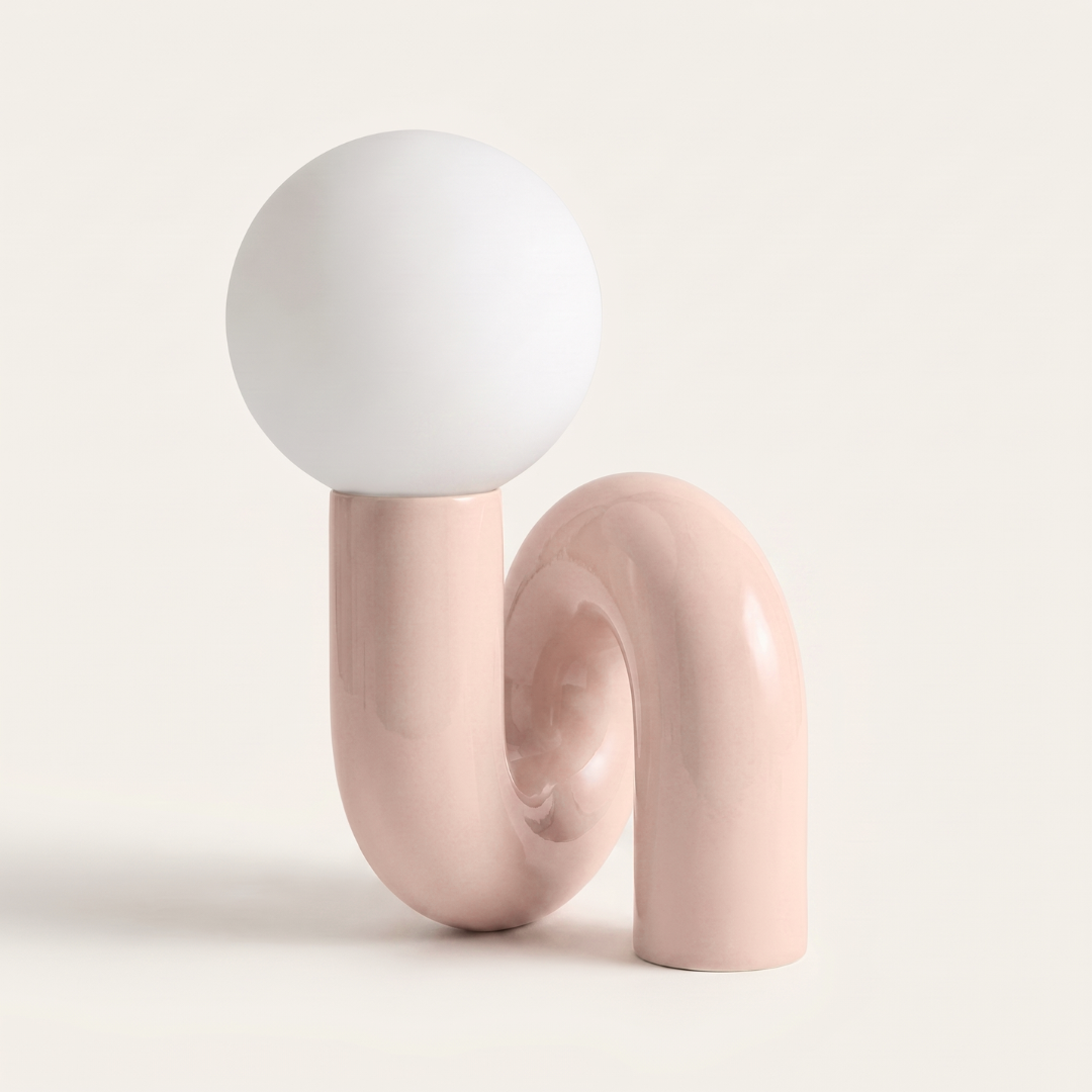 Nodo Postmodern Sculptural Table Lamp | Glass Globe Shade Table Lamp