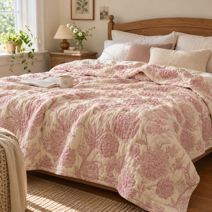 Posie | Gauze Summer Quilt, Lightweight Throw Blanket
