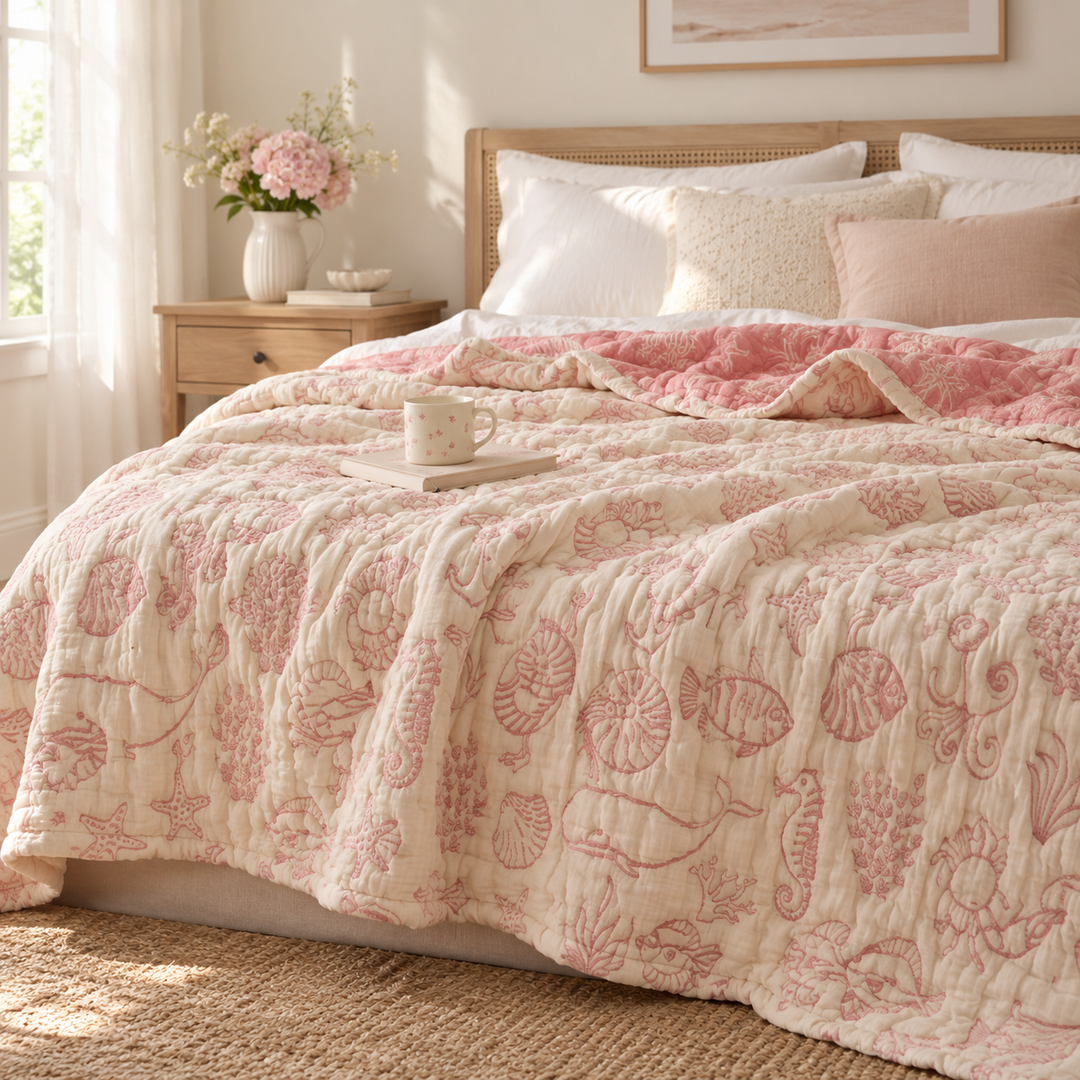Posie | Gauze Summer Quilt, Lightweight Throw Blanket