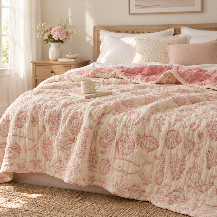 Posie | Gauze Summer Quilt, Lightweight Throw Blanket