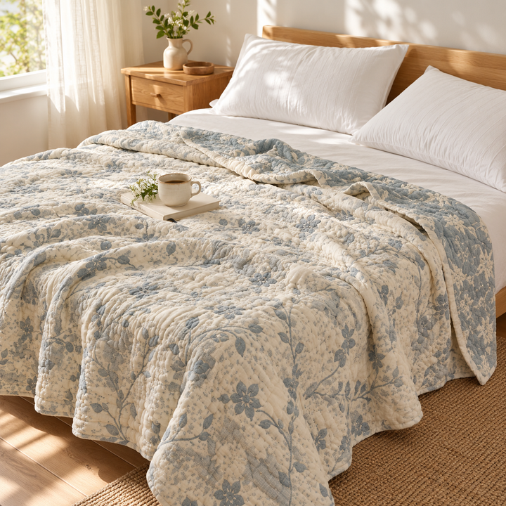 Posie | Gauze Summer Quilt, Lightweight Throw Blanket