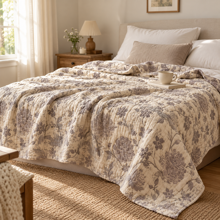 Posie | Gauze Summer Quilt, Lightweight Throw Blanket