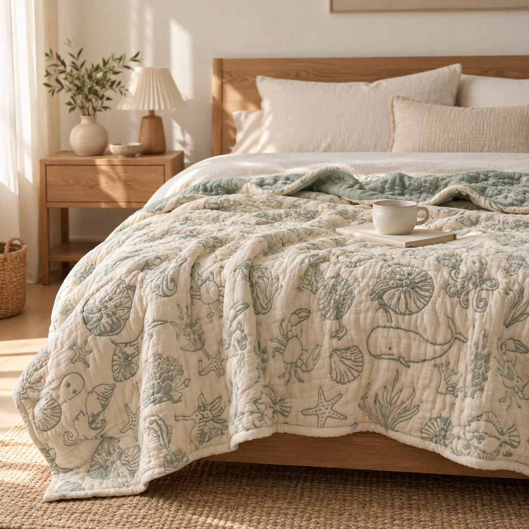 Posie | Gauze Summer Quilt, Lightweight Throw Blanket
