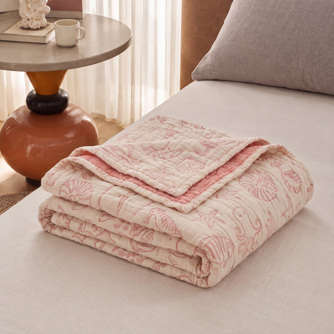 Posie | Gauze Summer Quilt, Lightweight Throw Blanket