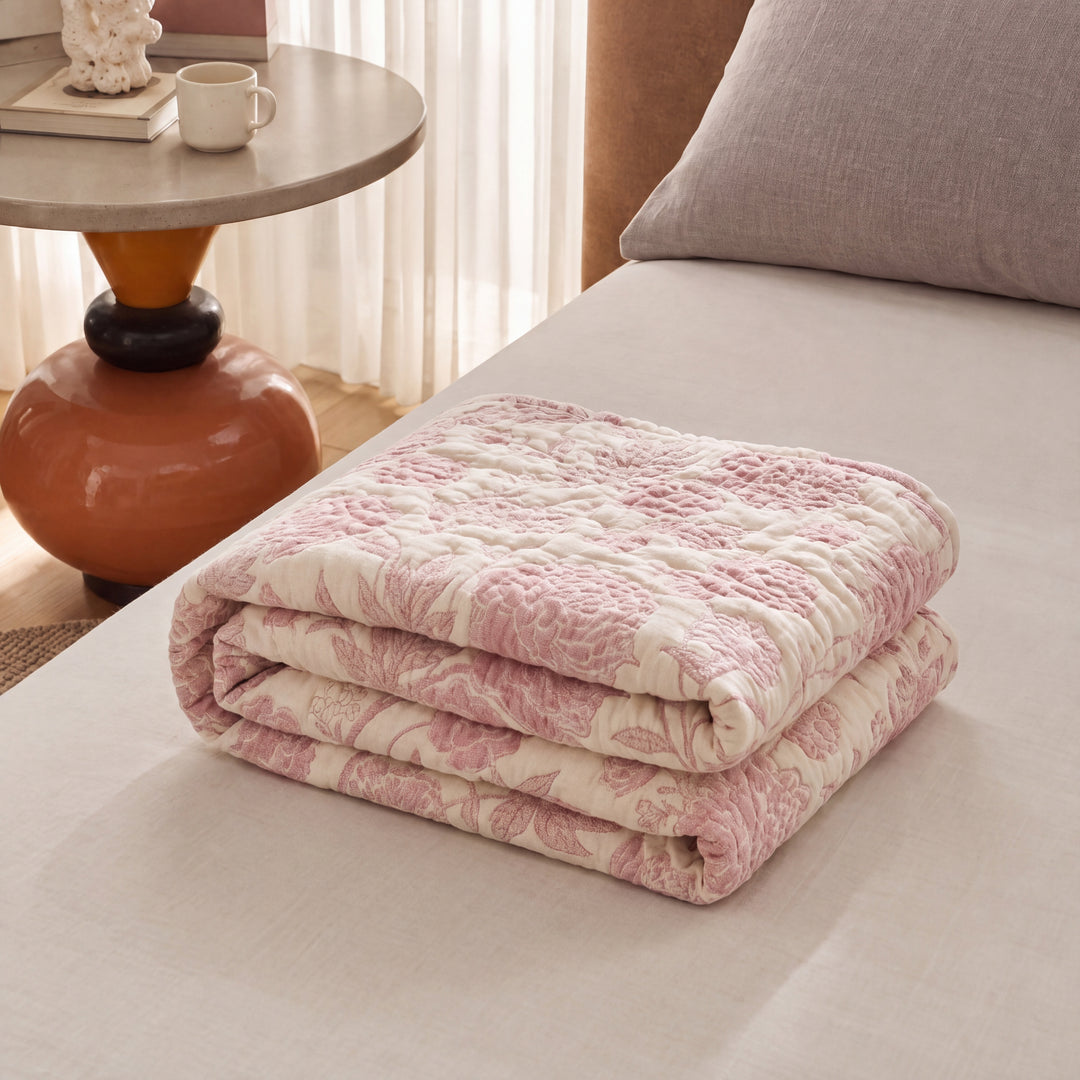 Posie | Gauze Summer Quilt, Lightweight Throw Blanket