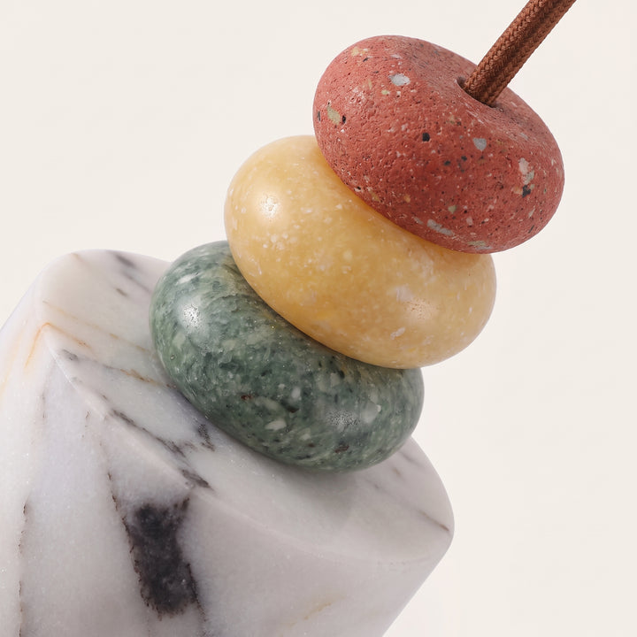Terrazzo | Stacked Stone Pendant Lamp with Marble Drum Shade