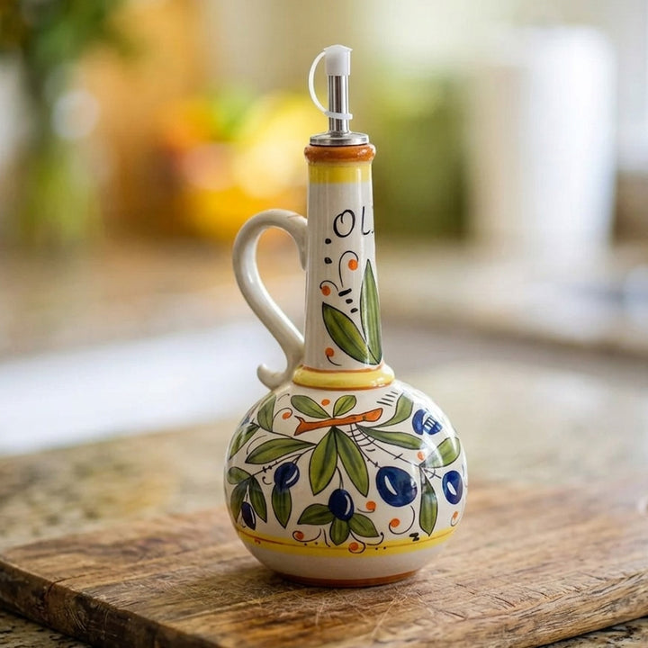 Tuscan Market Ceramic Oil Bottle – Decorative Olive Oil & Vinegar Dispenser