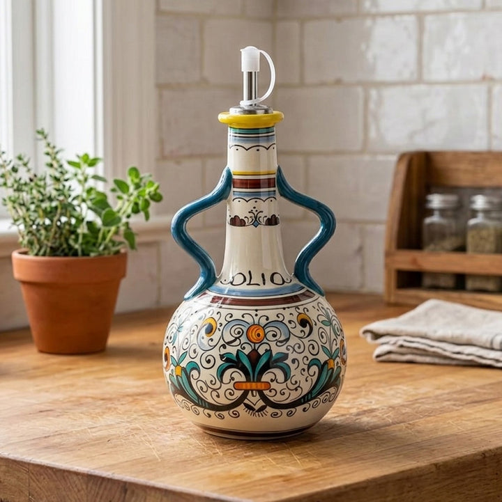 Tuscan Market Ceramic Oil Bottle – Decorative Olive Oil & Vinegar Dispenser