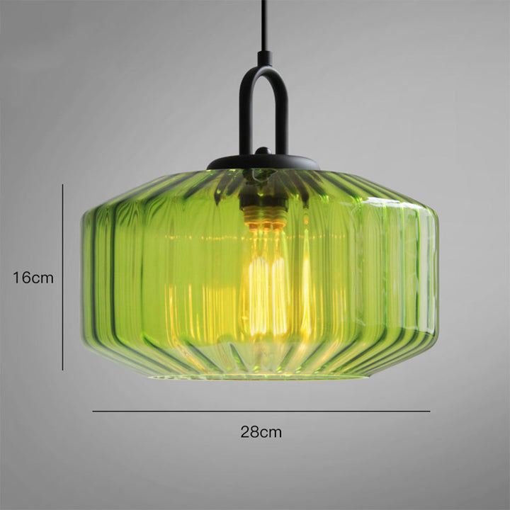 VerdantGlow | Elegant Striped Green Glass Pendant Lighting for Kitchen Island 3
