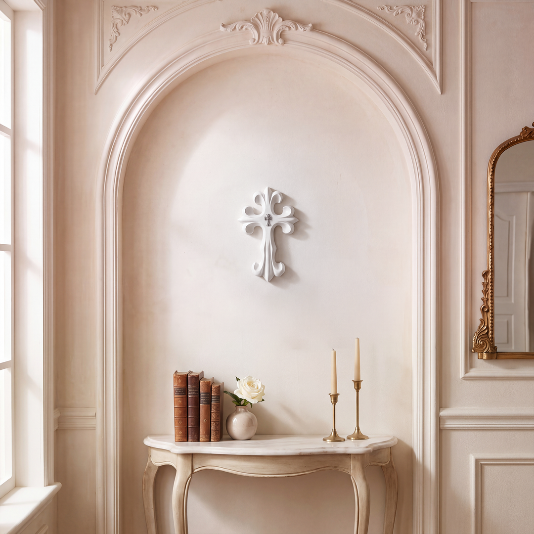 Vesper | Decorative Gothic Cross Wall Hanging with Sculptural Resin Relief Design