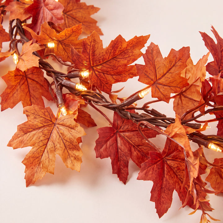 Orchard | Decorative Autumn Leaf Garland Set with Warm LED Harvest Table Decor