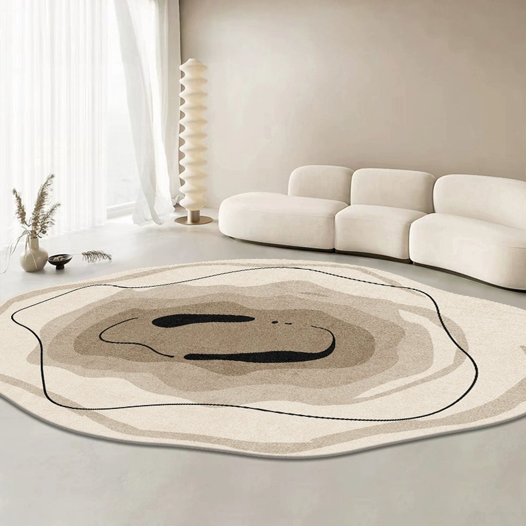 Vireo | Round Area Rug – Organic Abstract Design, Soft Earth Tones 1