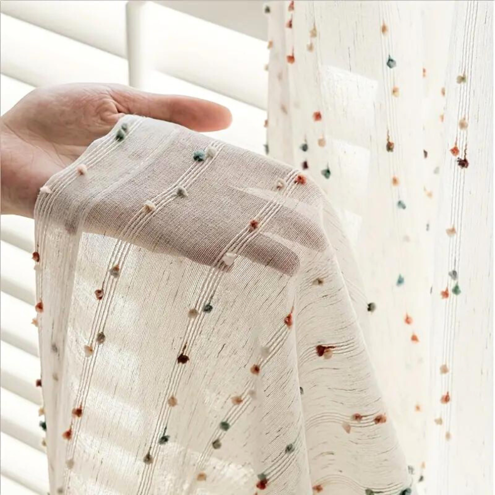Vireo | Sheer Curtain – Semi-Sheer Opacity, Rainbow Embroidery 0