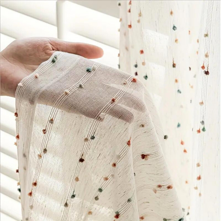Vireo | Sheer Curtain – Semi-Sheer Opacity, Rainbow Embroidery 0