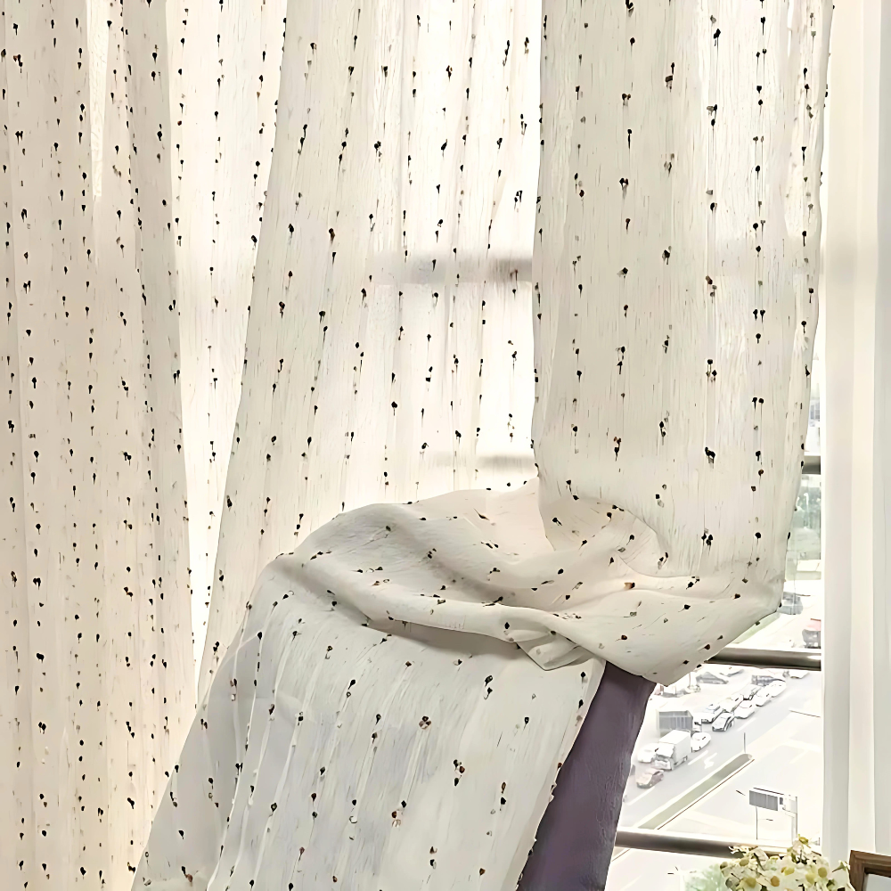 Vireo | Sheer Curtain – Semi-Sheer Opacity, Rainbow Embroidery 1