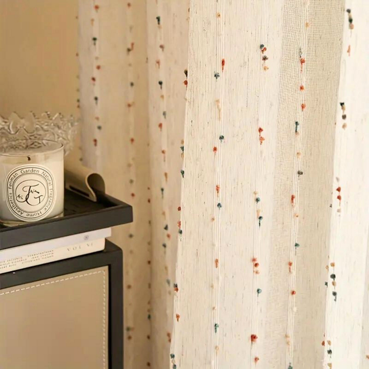 Vireo | Sheer Curtain – Semi-Sheer Opacity, Rainbow Embroidery 3