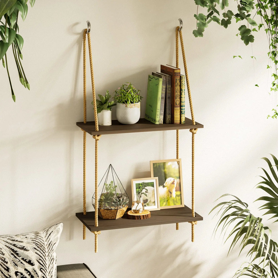 Vireo | Wall Shelf – Woven Hanger, Natural Wood 0
