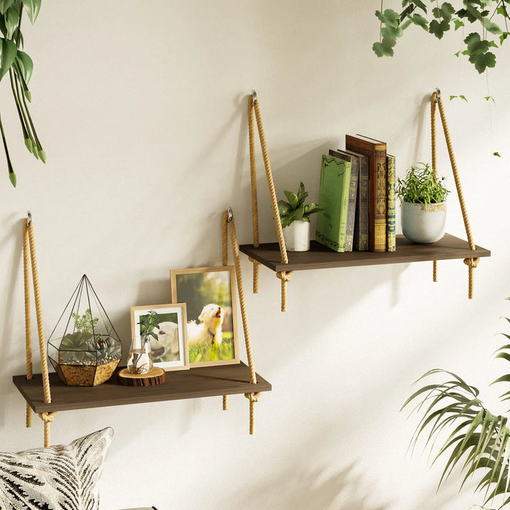 Vireo | Wall Shelf – Woven Hanger, Natural Wood 1