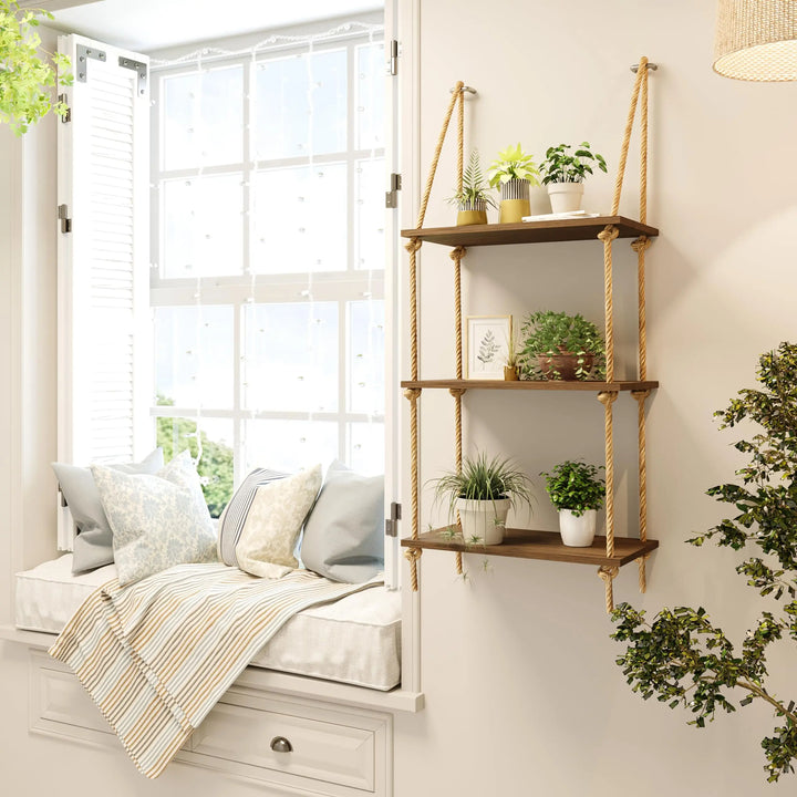 Vireo | Wall Shelf – Woven Hanger, Natural Wood 3
