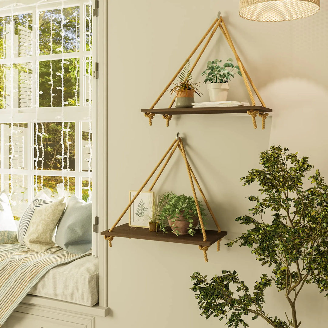 Vireo | Wall Shelf – Woven Hanger, Natural Wood 5