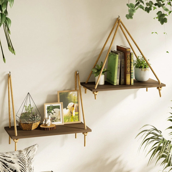Vireo | Wall Shelf – Woven Hanger, Natural Wood 6