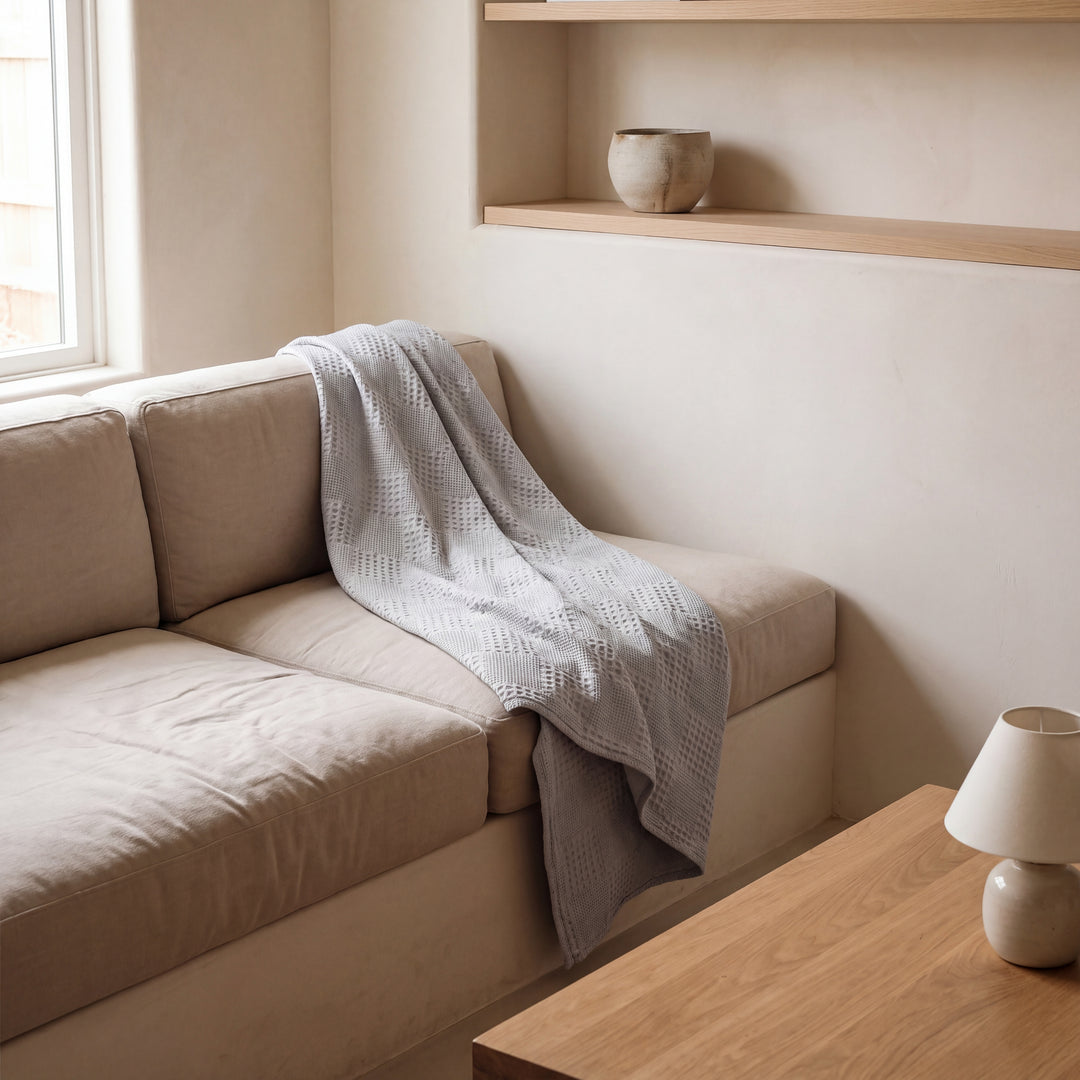 Zephyr | Cotton Waffle Blanket, Lightweight Breathable Throw for Bed & Sofa