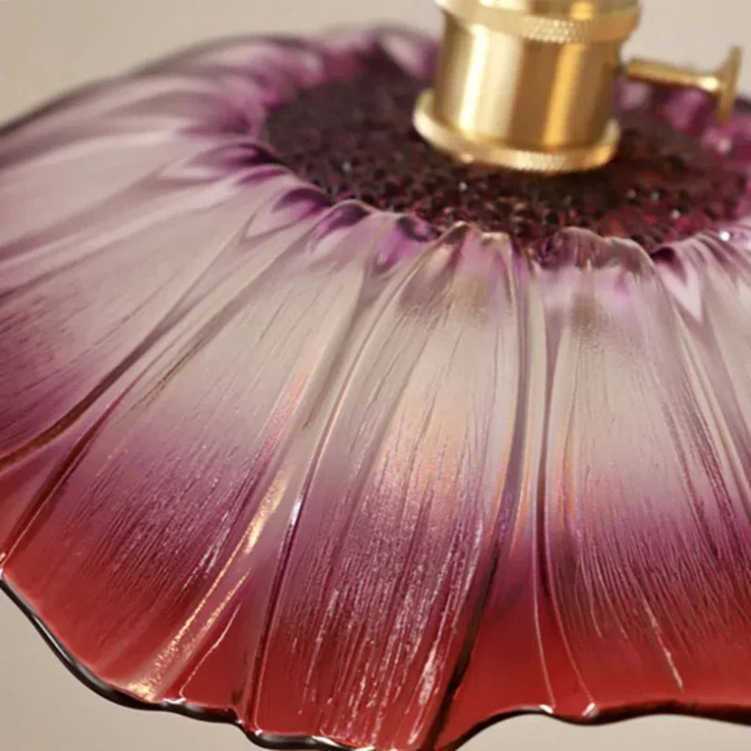 Zivaro | Glass Pendant Light – Adjustable Height, Ribbed Red Shade 6