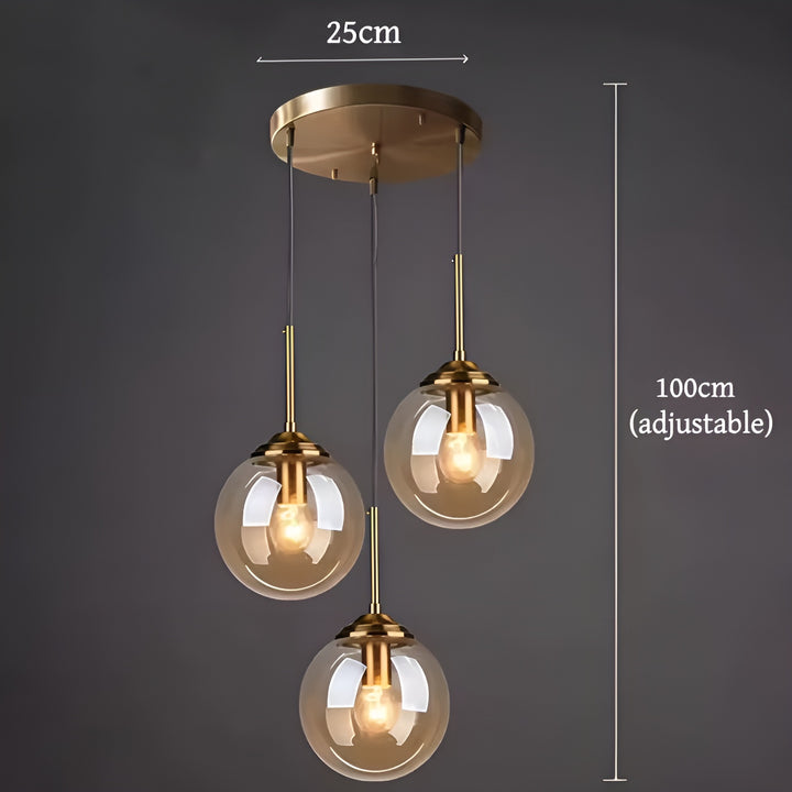 Orbit Glass Globe Pendant Light | Modern Polished Steel Hanging Lamp