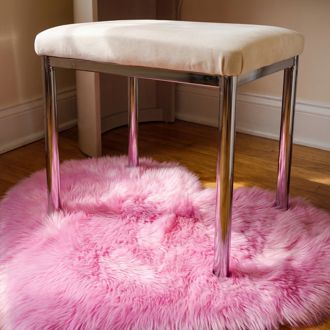 Amori | Soft Shaggy Faux Fur Heart Accent Rug for Bedroom & Living Room