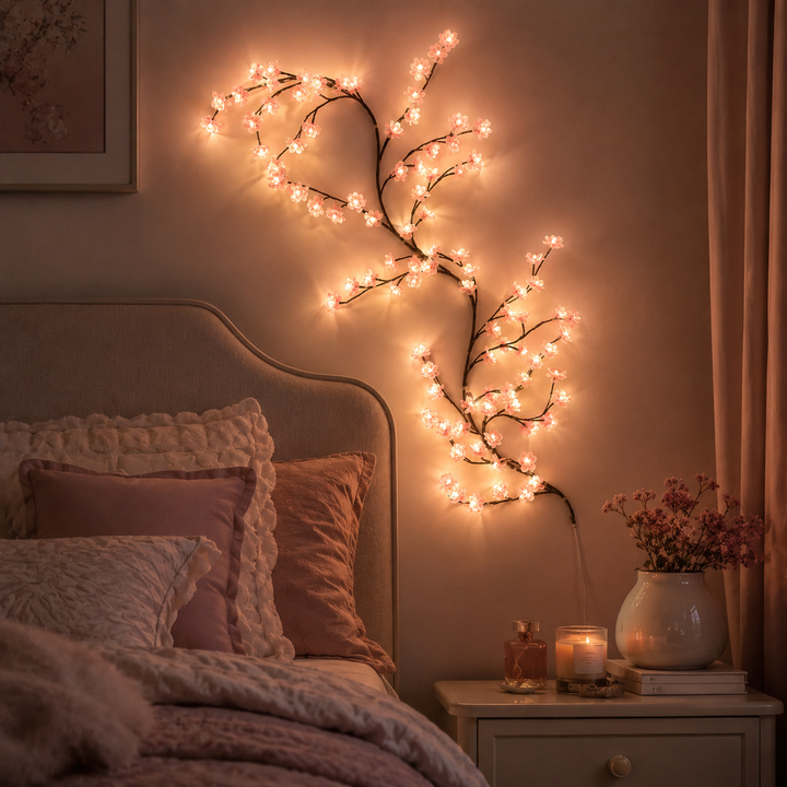 Bloomvine LED Cherry Blossom Branch Light | Aesthetic Bedroom Wall Fairy Lights Decor