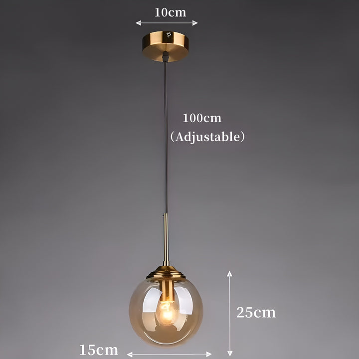 Orbit Glass Globe Pendant Light | Modern Polished Steel Hanging Lamp