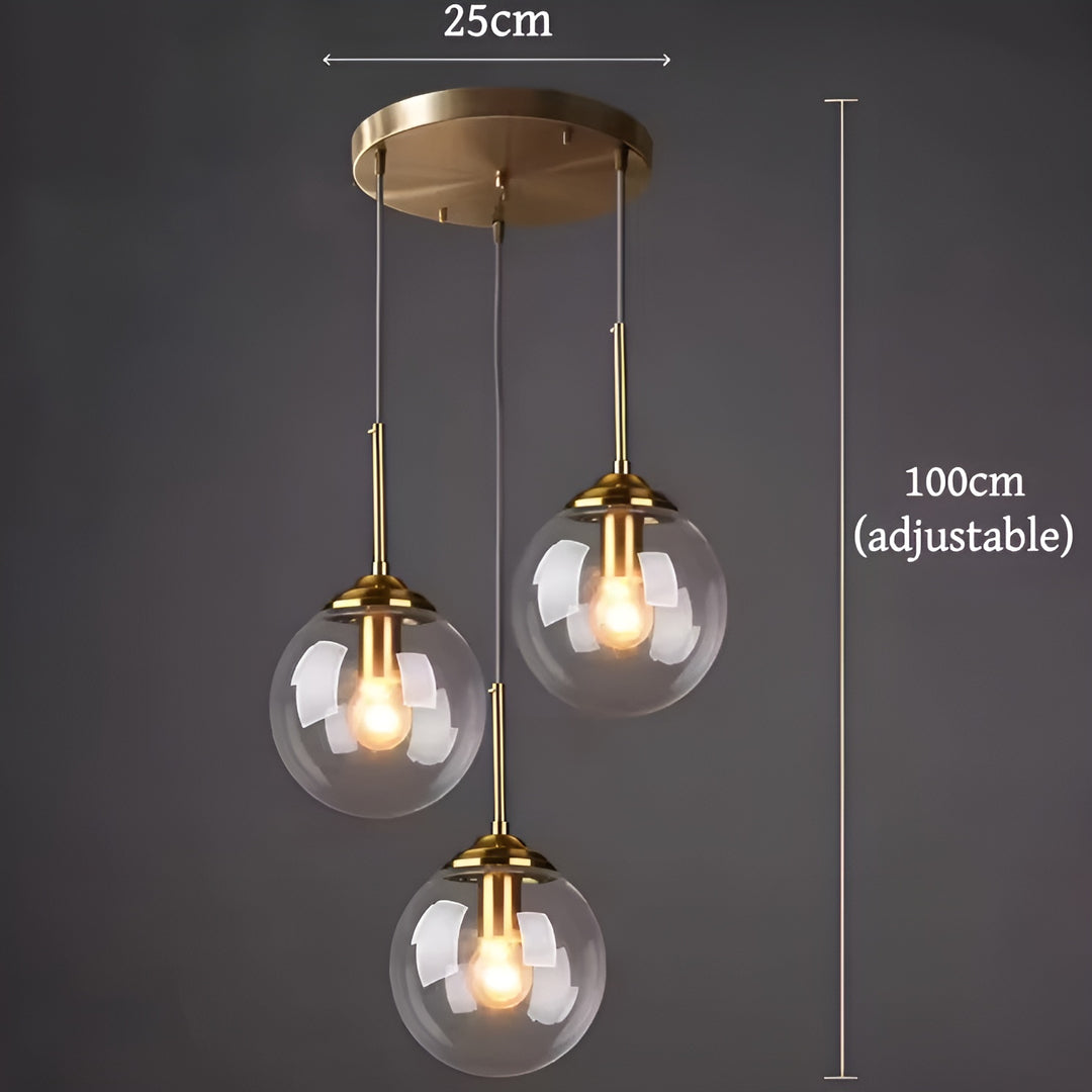 Orbit Glass Globe Pendant Light | Modern Polished Steel Hanging Lamp