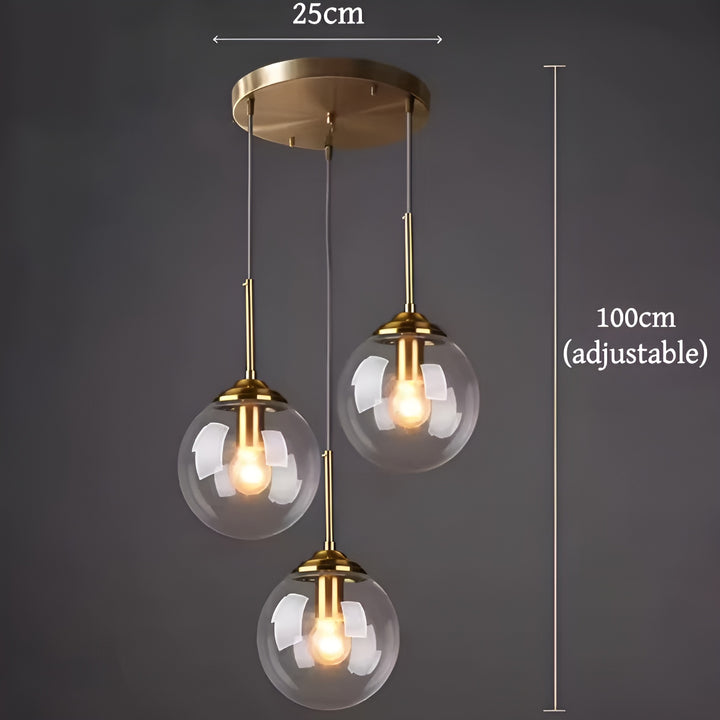 Orbit Glass Globe Pendant Light | Modern Polished Steel Hanging Lamp