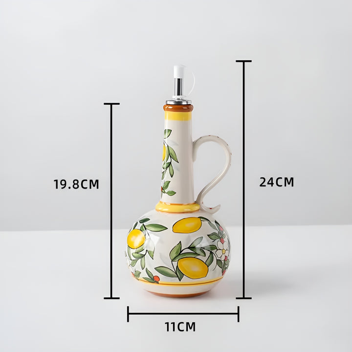Tuscan Market Ceramic Oil Bottle – Decorative Olive Oil & Vinegar Dispenser