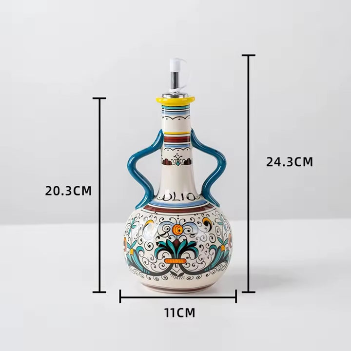 Tuscan Market Ceramic Oil Bottle – Decorative Olive Oil & Vinegar Dispenser