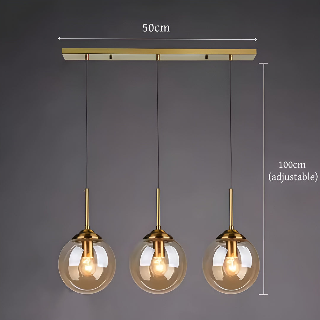 Orbit Glass Globe Pendant Light | Modern Polished Steel Hanging Lamp