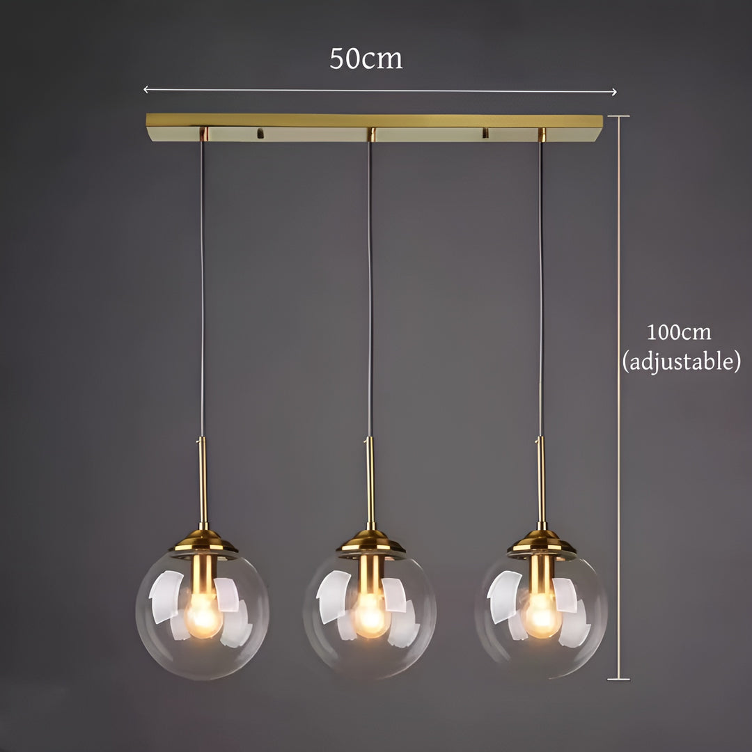 Orbit Glass Globe Pendant Light | Modern Polished Steel Hanging Lamp