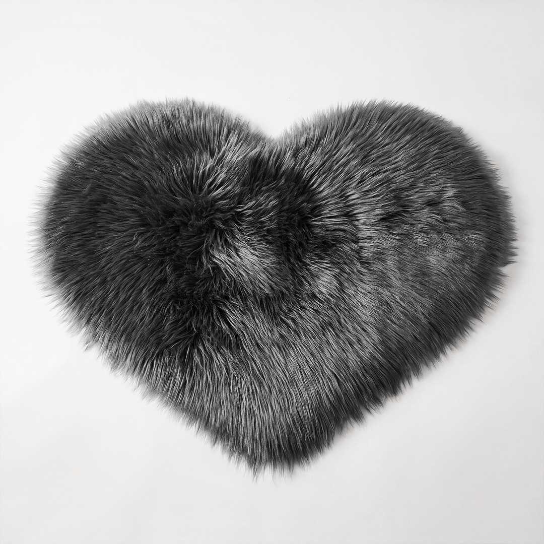 Amori | Soft Shaggy Faux Fur Heart Accent Rug for Bedroom & Living Room