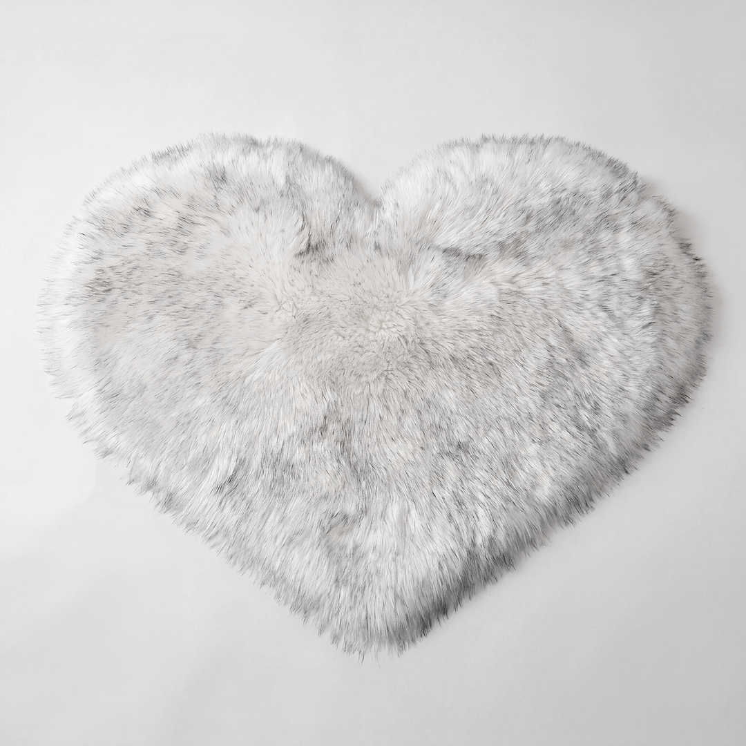 Amori | Soft Shaggy Faux Fur Heart Accent Rug for Bedroom & Living Room