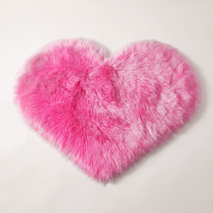 Amori | Soft Shaggy Faux Fur Heart Accent Rug for Bedroom & Living Room
