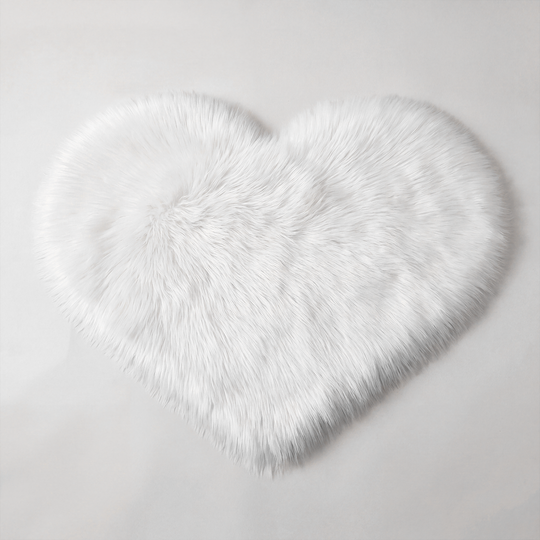 Amori | Soft Shaggy Faux Fur Heart Accent Rug for Bedroom & Living Room