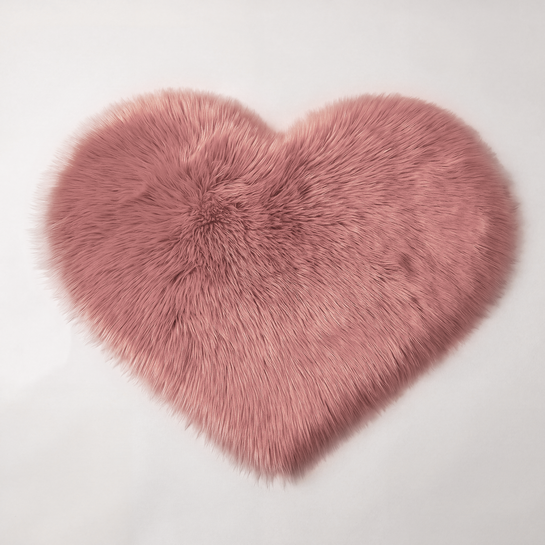 Amori | Soft Shaggy Faux Fur Heart Accent Rug for Bedroom & Living Room