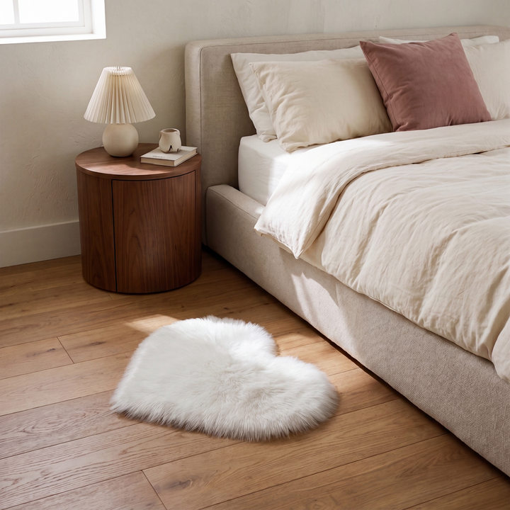 Amori | Soft Shaggy Faux Fur Heart Accent Rug for Bedroom & Living Room