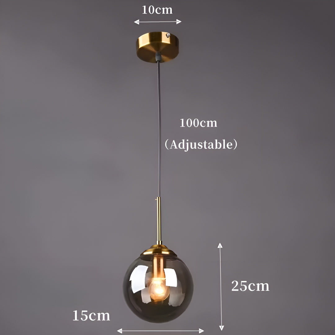 Orbit Glass Globe Pendant Light | Modern Polished Steel Hanging Lamp