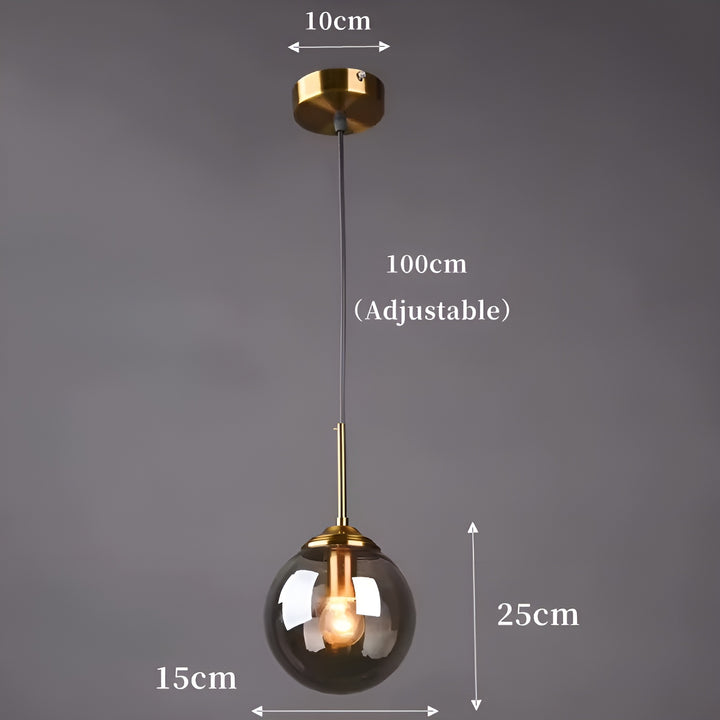 Orbit Glass Globe Pendant Light | Modern Polished Steel Hanging Lamp