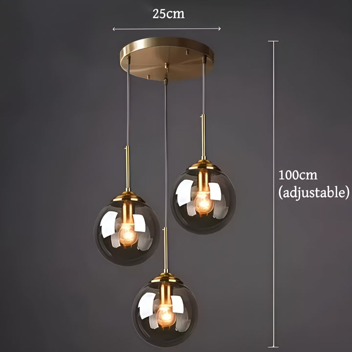 Orbit Glass Globe Pendant Light | Modern Polished Steel Hanging Lamp